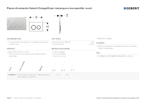 GEBERIT OMEGA20 FLUSH PLATE