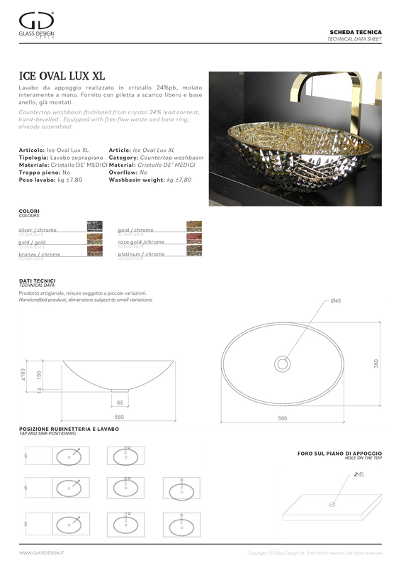 GLASS DESIGN ICE OVAL LUX XL LAVABO