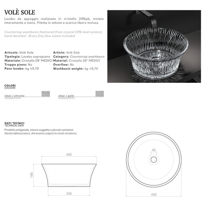 GLASS DESIGN VOLÈ SOLE BASIN