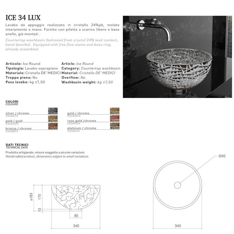 GLASS DESIGN ICE 34 LUX LAVABO