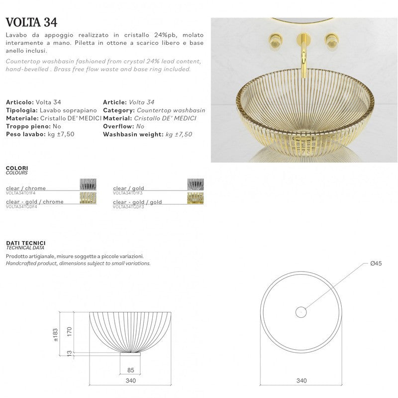 GLASS DESIGN VOLTA 34 WASHBASIN