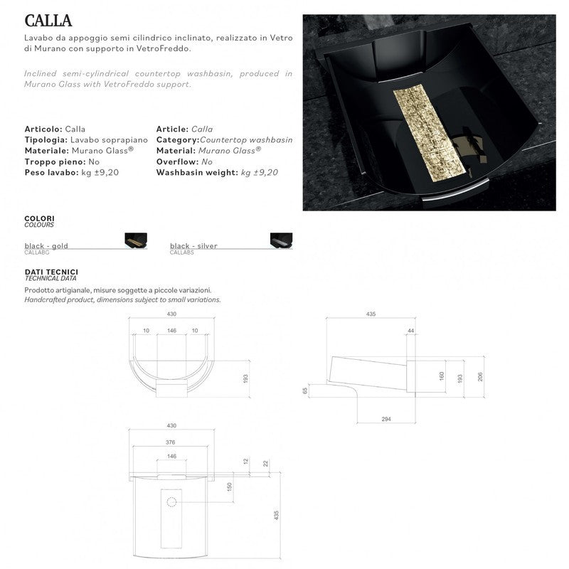 GLASS DESIGN CALLA MURANO BLACK WASHBASIN