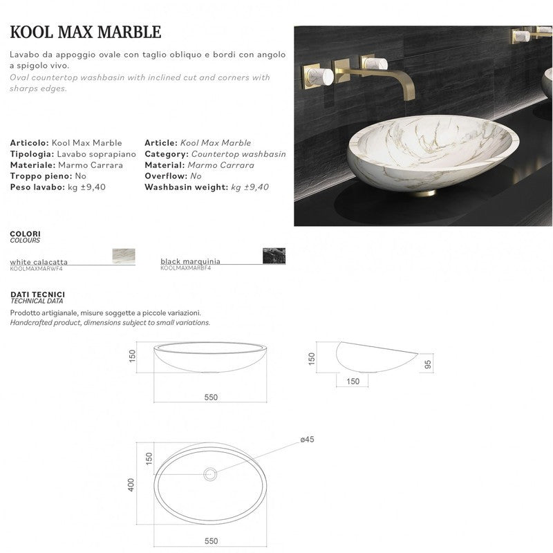 GLASS DESIGN KOOL MAX MARBLE LAVABO