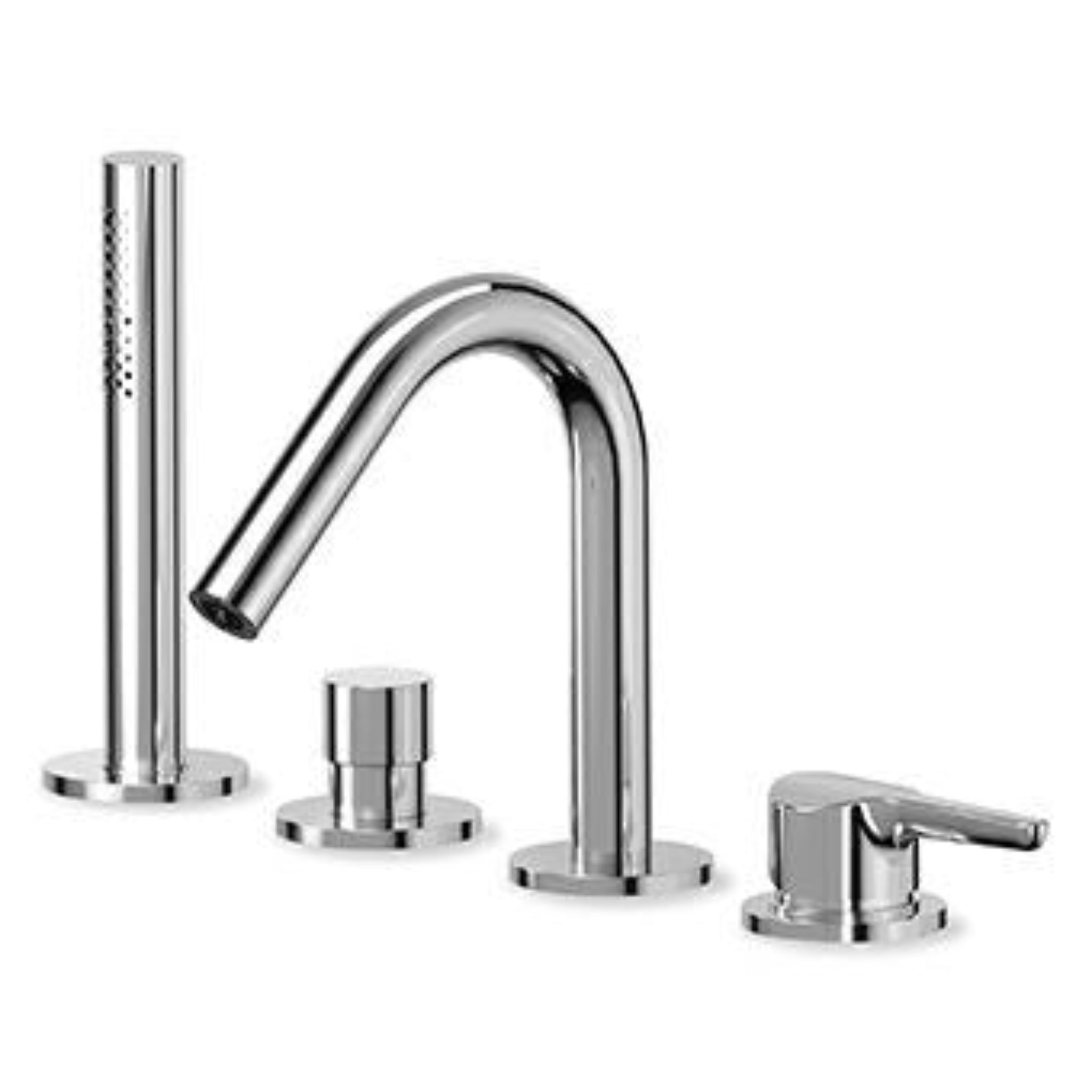 ZUCCHETTI MEDAMEDA SINGLE LEVER 4-HOLE DECK-MOUNTED BATHTUB MIXER WITH FIXED SPOUT AND PULL-OUT HAND SHOWER