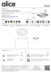 ALICE CERAMICA FORM WASHBASIN 65X40