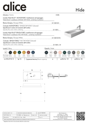 ALICE CERAMICA HIDE 85X37 WASHBASIN