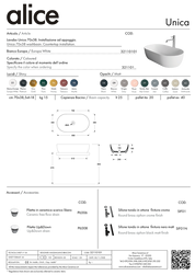 ALICE CERAMICA UNICA 70X38 WASHBASIN