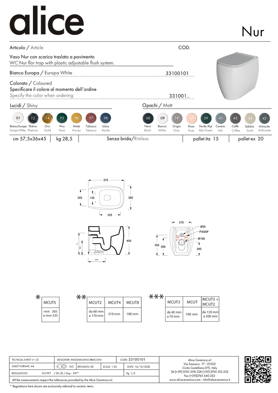 ALICE CERAMICA NUR TOILET