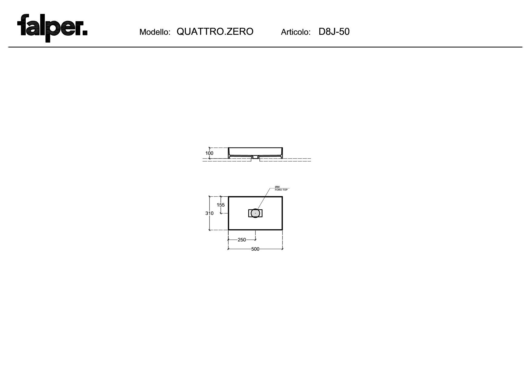 FALPER QUATTRO.ZERO LAVABO IN CRISTALPLANT