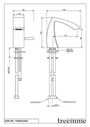 TREEMME ARCHÉ MISCELATORE MONOCOMANDO LAVABO/BIDET 88