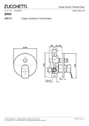 ZUCCHETTI BRIM MIX BUILT-IN 2-WAY SINGLE-LEVER MIXER FOR BATH/SHOWER WITH DIVERTER