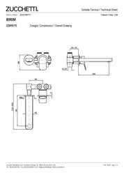 ZUCCHETTI BRIM MIX BUILT-IN BASIN MIXER L.180 mm SPOUT TWO HOLES WITH AERATOR