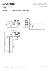 ZUCCHETTI BRIM MIX BUILT-IN BASIN SINGLE LEVER MIXER 225 mm SPOUT TWO HOLES WITH AERATOR