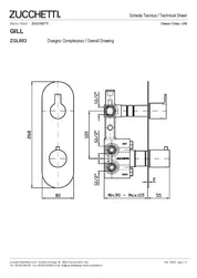 ZUCCHETTI GILL RECESSED THERMOSTATIC SHOWER MIXER WITH STOPCOCK