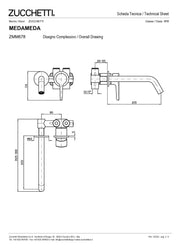 ZUCCHETTI MEDAMEDA MIX BUILT-IN BASIN MIXER L. SPOUT 215 mm WITH AERATOR