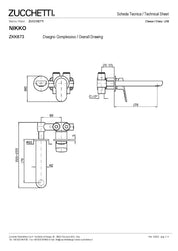 ZUCCHETTI NIKKO MIX MONOCOMANDO INCASSO LAVABO L.BOCCA 170 mm DUE FORI CON AERATORE