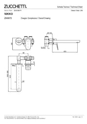 ZUCCHETTI NIKKO MIX MONOCOMANDO INCASSO LAVABO L. BOCCA 215 mm DUE FORI CON AERATORE