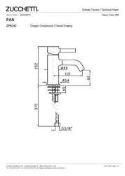 ZUCCHETTI PAN MIX SINGLE-LEVER BASIN MIXER WITH AERATOR AND WITHOUT WASTE