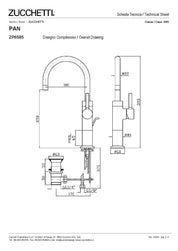 ZUCCHETTI PAN MIX SINGLE LEVER BASIN MIXER WITH EXTENSION, SWIVEL SPOUT, AERATOR AND WASTE
