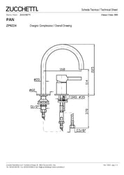 ZUCCHETTI PAN MIX SINGLE LEVER BASIN MIXER 2 HOLE WITH SWIVEL SPOUT AND AERATOR