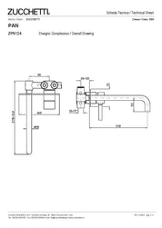 ZUCCHETTI PAN MIX MONOCOMANDO LAVABO INCASSO BOCCA L.230 mm CON AERATORE