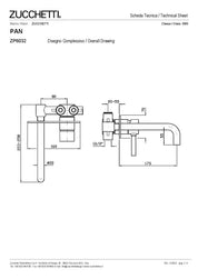 ZUCCHETTI PAN MIX MONOCOMANDO LAVABO INCASSO 2 FORI BOCCA L.175 mm CON AERATORE