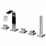ZUCCHETTI AGUABLU 5-HOLE DECK MOUNTED BATH MIXER WITH PULL-OUT HAND SHOWER