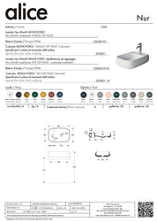 ALICE CERAMICA WASHBASIN NUR 60X40 PLAN