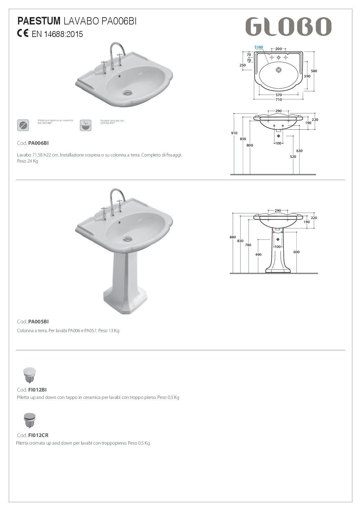GLOBO PAESTUM WASHBASIN