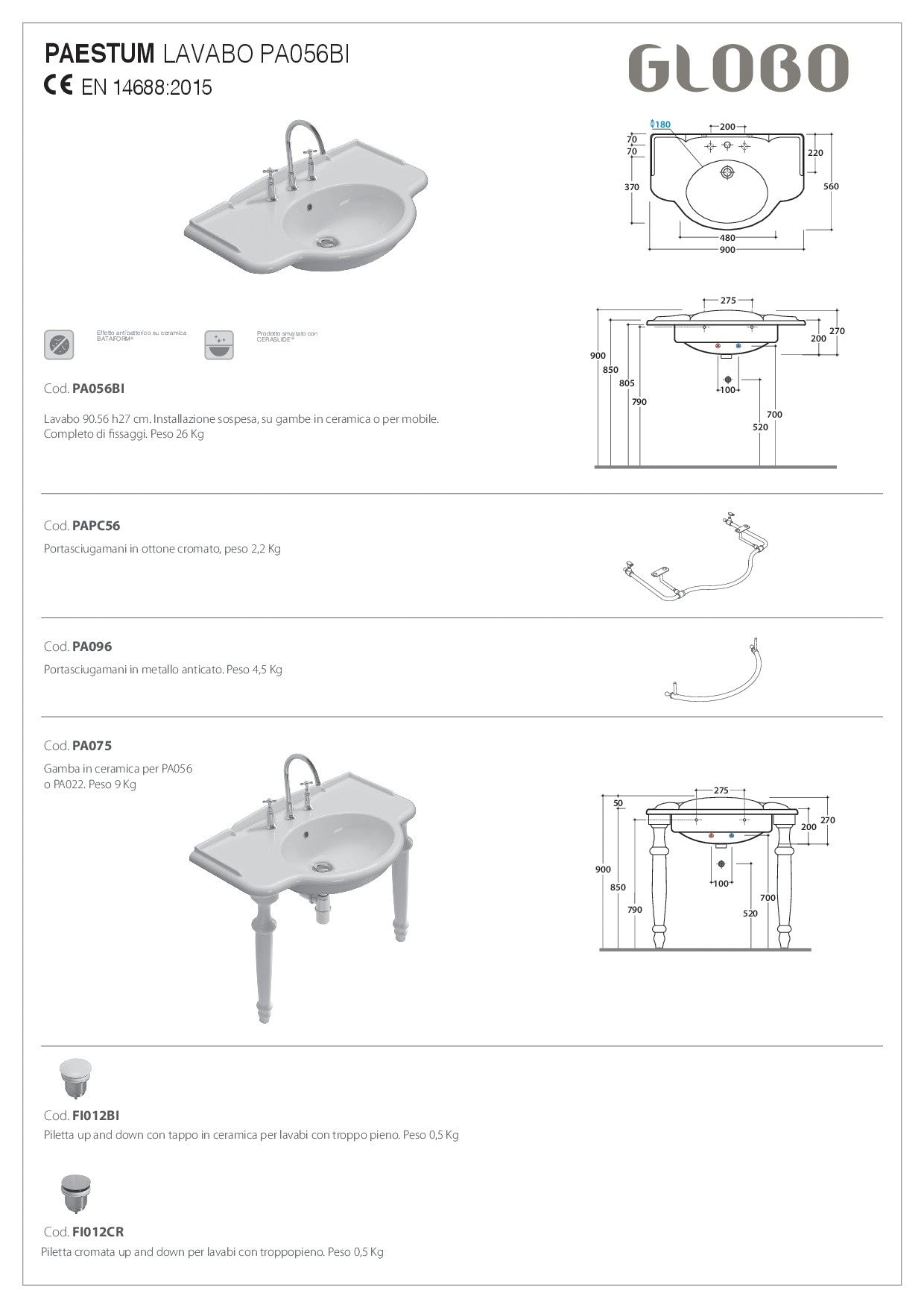 GLOBO PAESTUM WASHBASIN