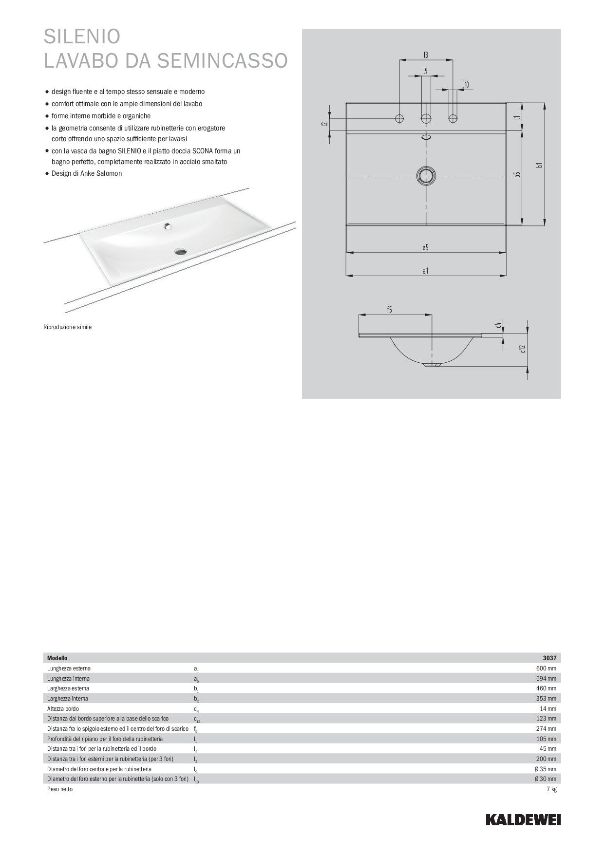 KALDEWEI SILENIO BUILT-IN WASHBASIN