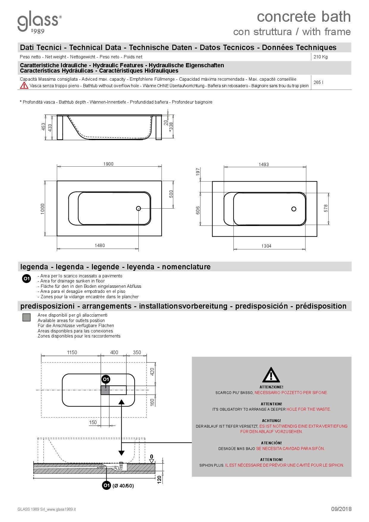 GLASS CONCRETE BATH VASCA