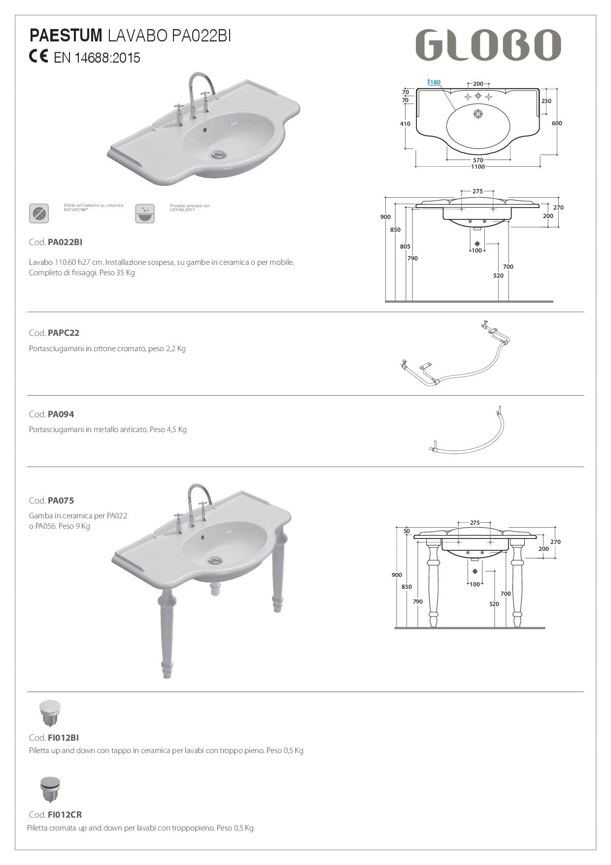 GLOBO PAESTUM WASHBASIN