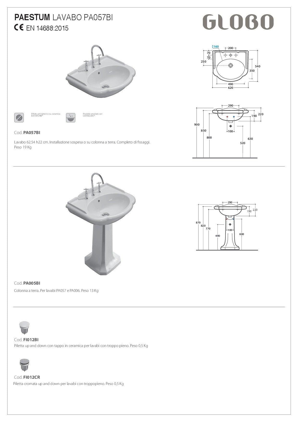 GLOBO PAESTUM WASHBASIN