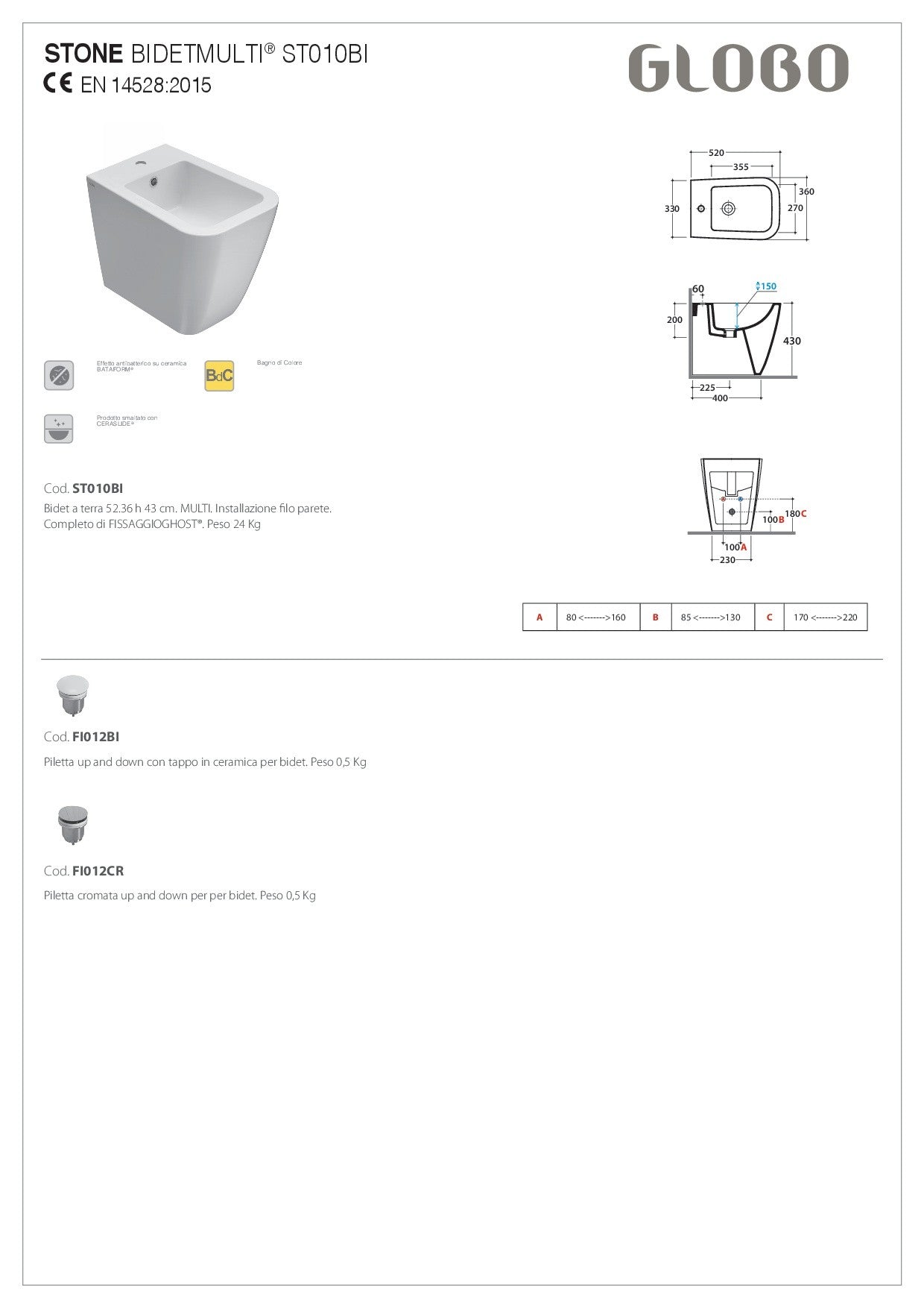 GLOBO STONE BIDET A TERRA