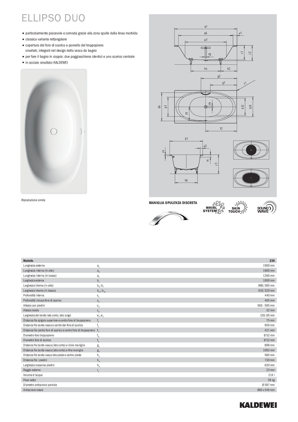 KALDEWEI ELLIPSO DUO BATHTUB
