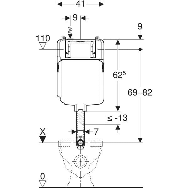 GEBERIT SIGMA 8 cm BUILT-IN CISTERN
