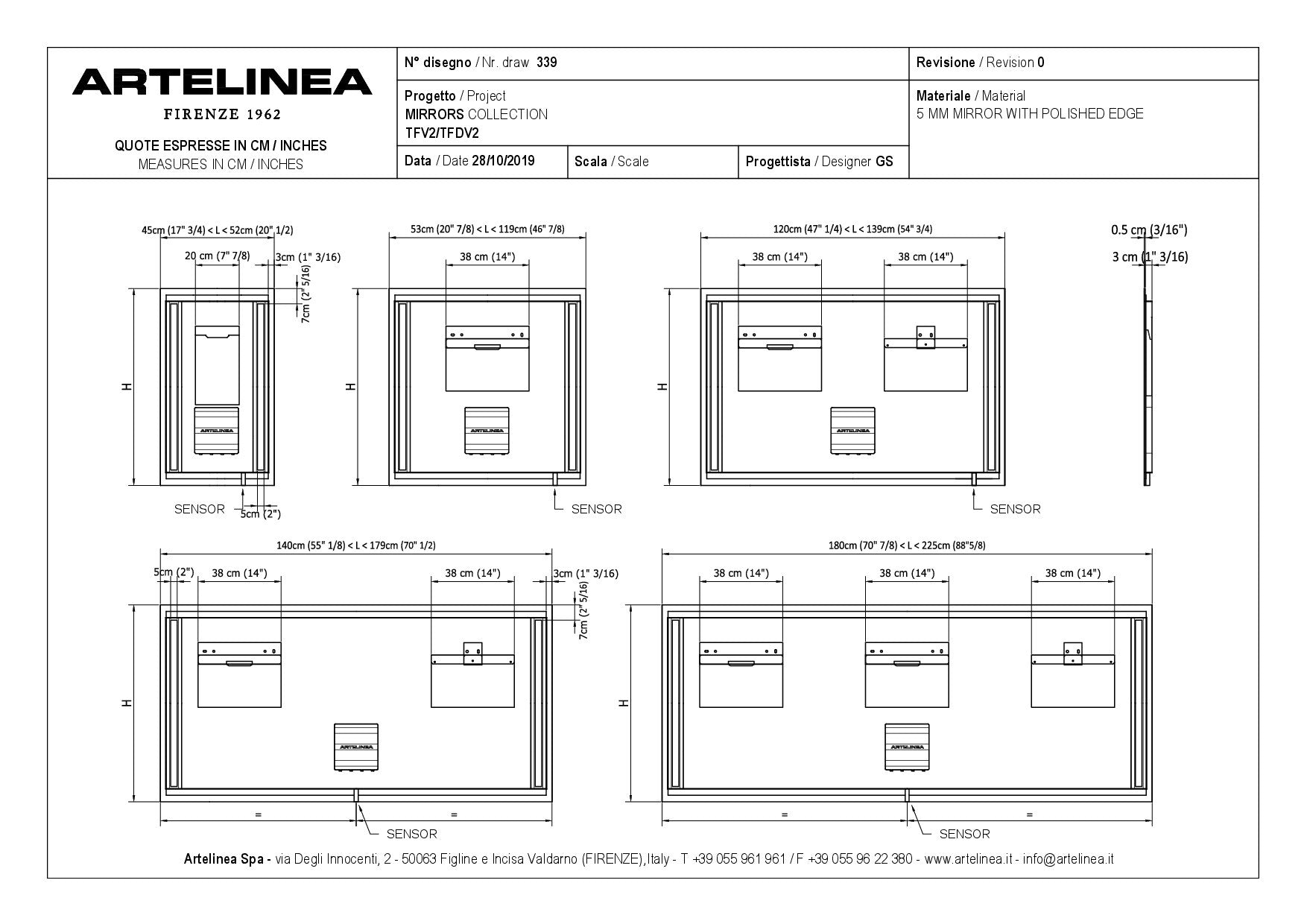 ARTELINEA SPECCHIO FLASH COLLECTION LED BAND