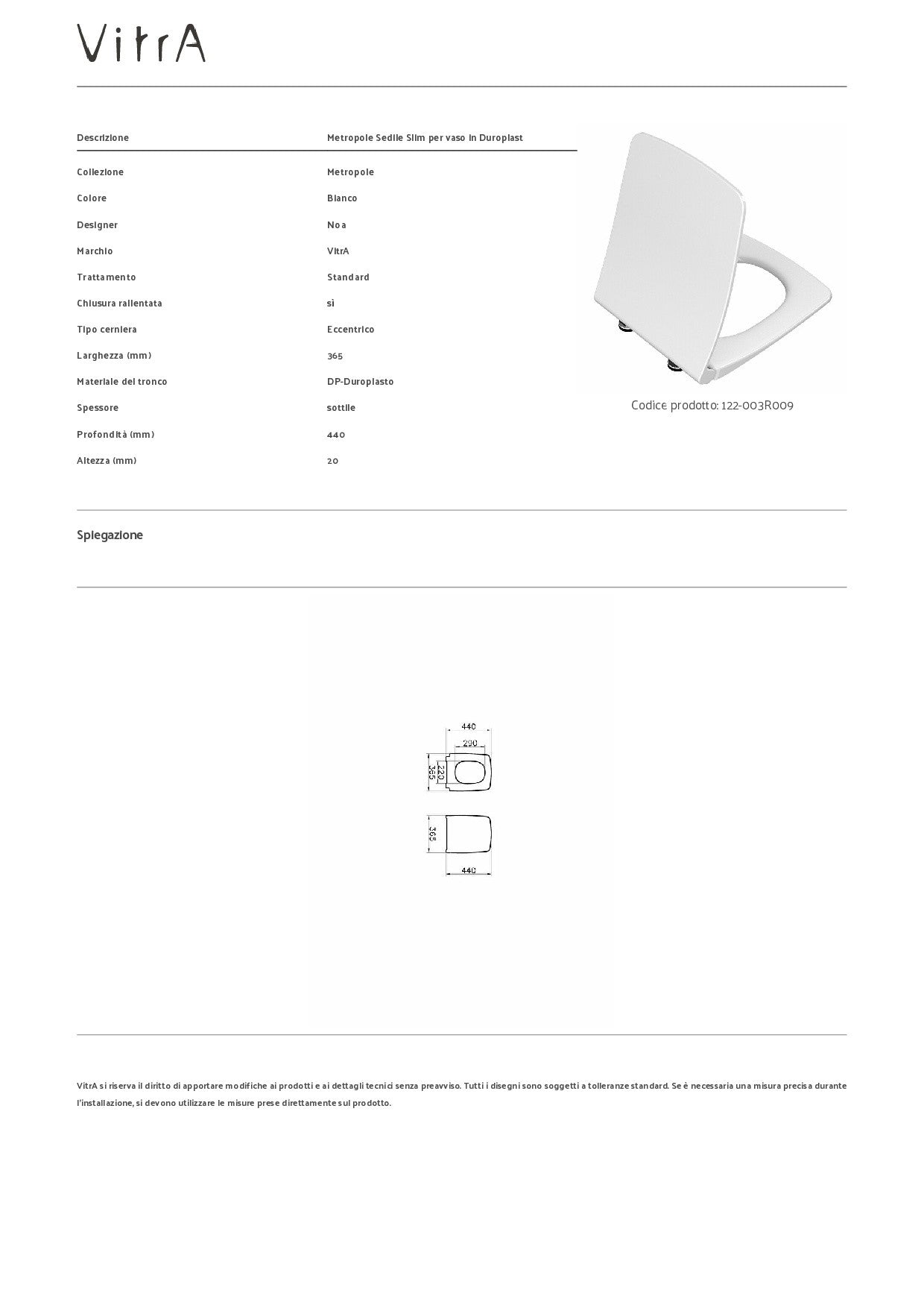 VITRA SEDILE SLIM METROPOLE PER VASO IN DUROPLAST