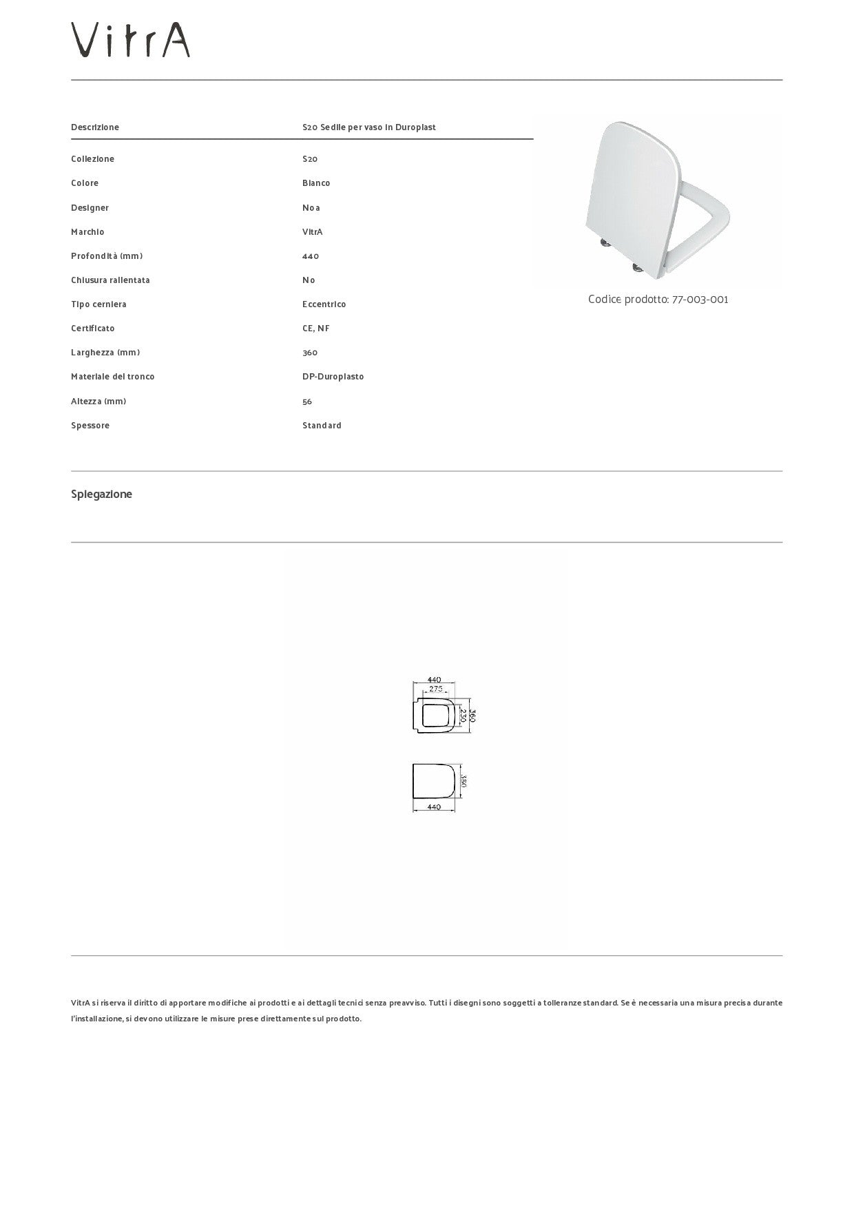 VITRA SEDILE S20 PER VASO IN DUROPLAST