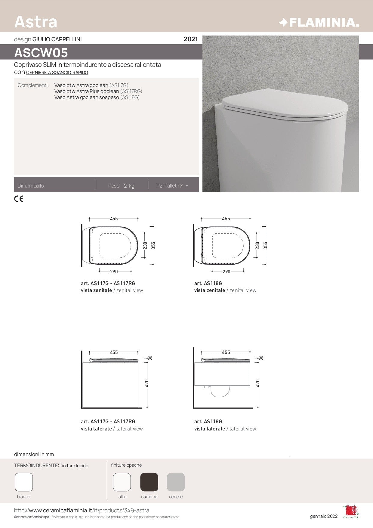 FLAMINIA ASTRA SLIM SOFT-CLOSE TOILET SEAT