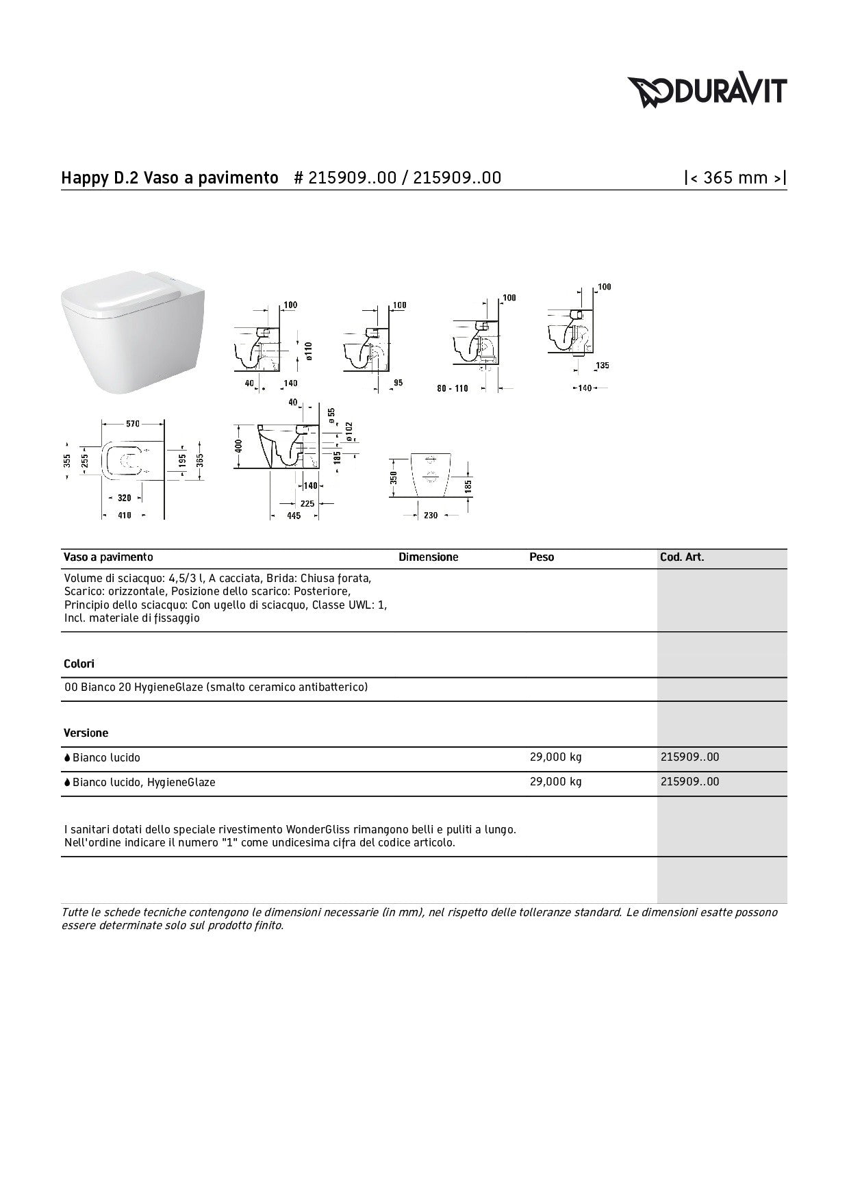 DURAVIT HAPPY D.2 FLOOR-STANDING WC C/SOFT-CLOSE SEAT + BIDET SET