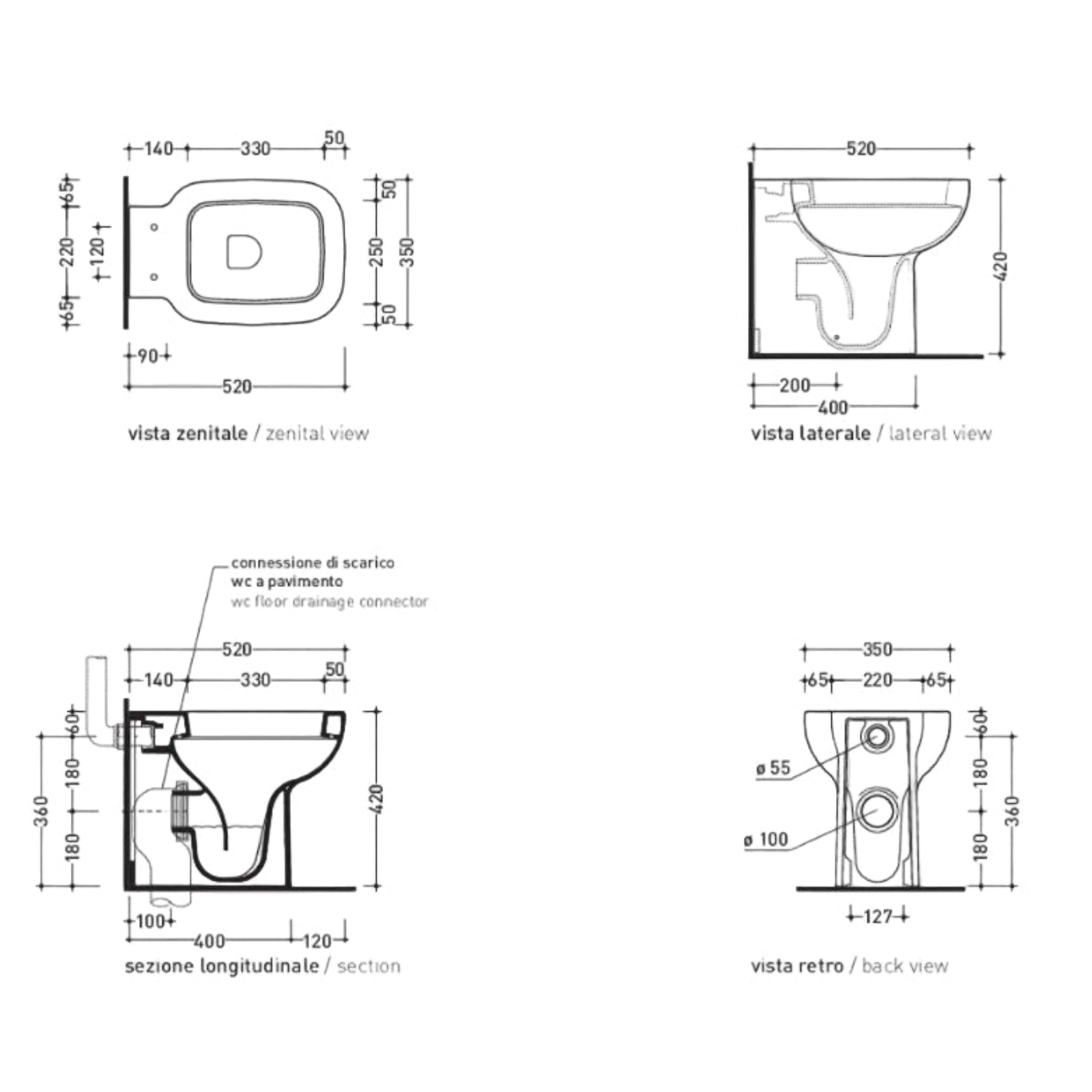 FLAMINIA SPRINT SET VASO A PAVIMENTO C/COPRIVASO CHIUSURA TRADIZIONALE + BIDET