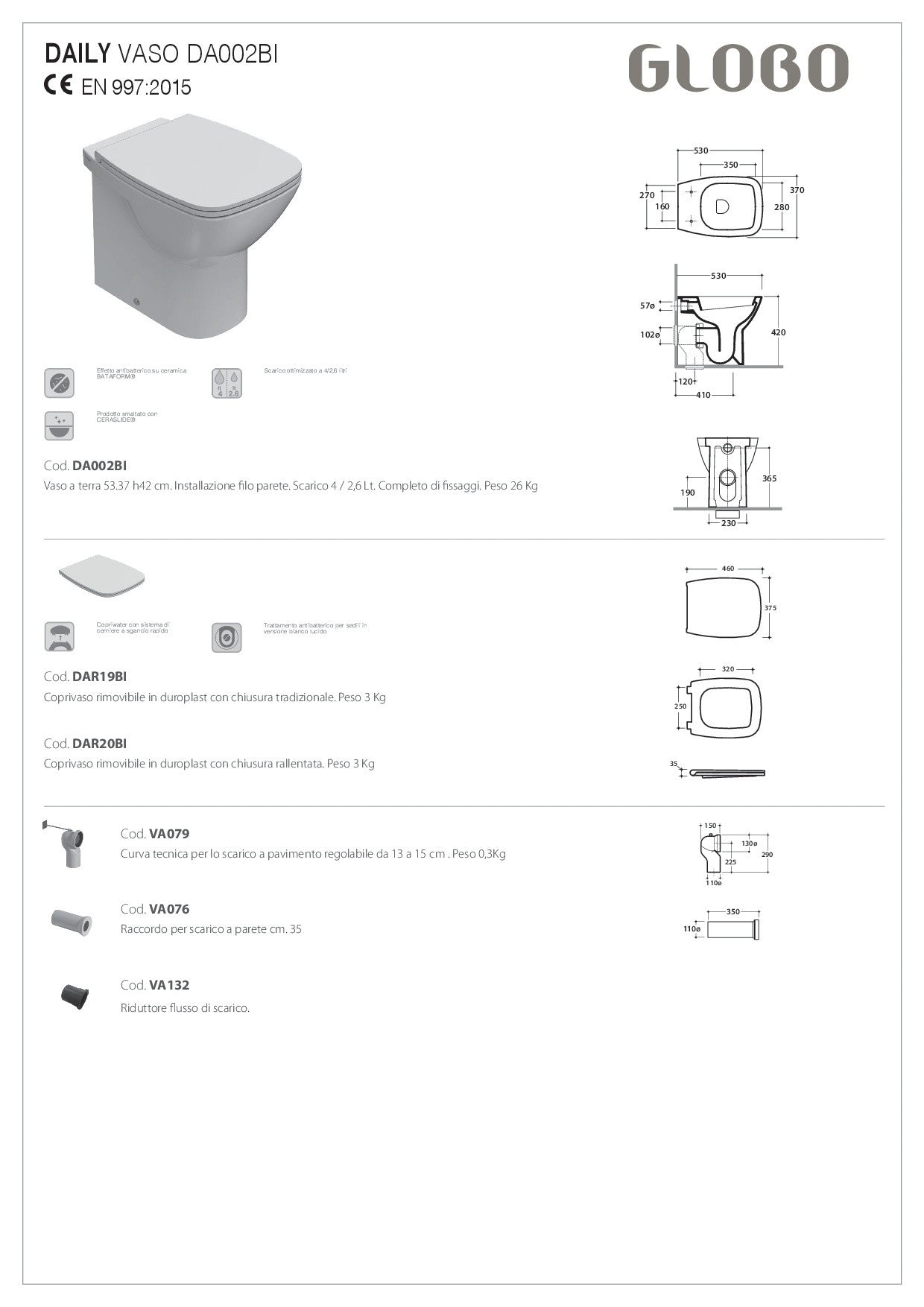 GLOBO DAILY FLOOR-STANDING TOILET