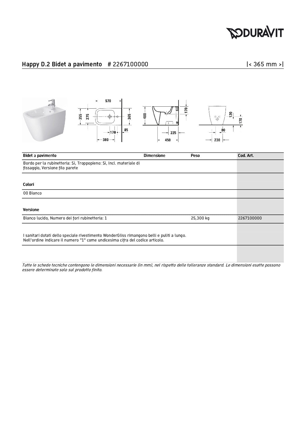 DURAVIT HAPPY D.2 FLOOR-STANDING WC C/SOFT-CLOSE SEAT + BIDET SET