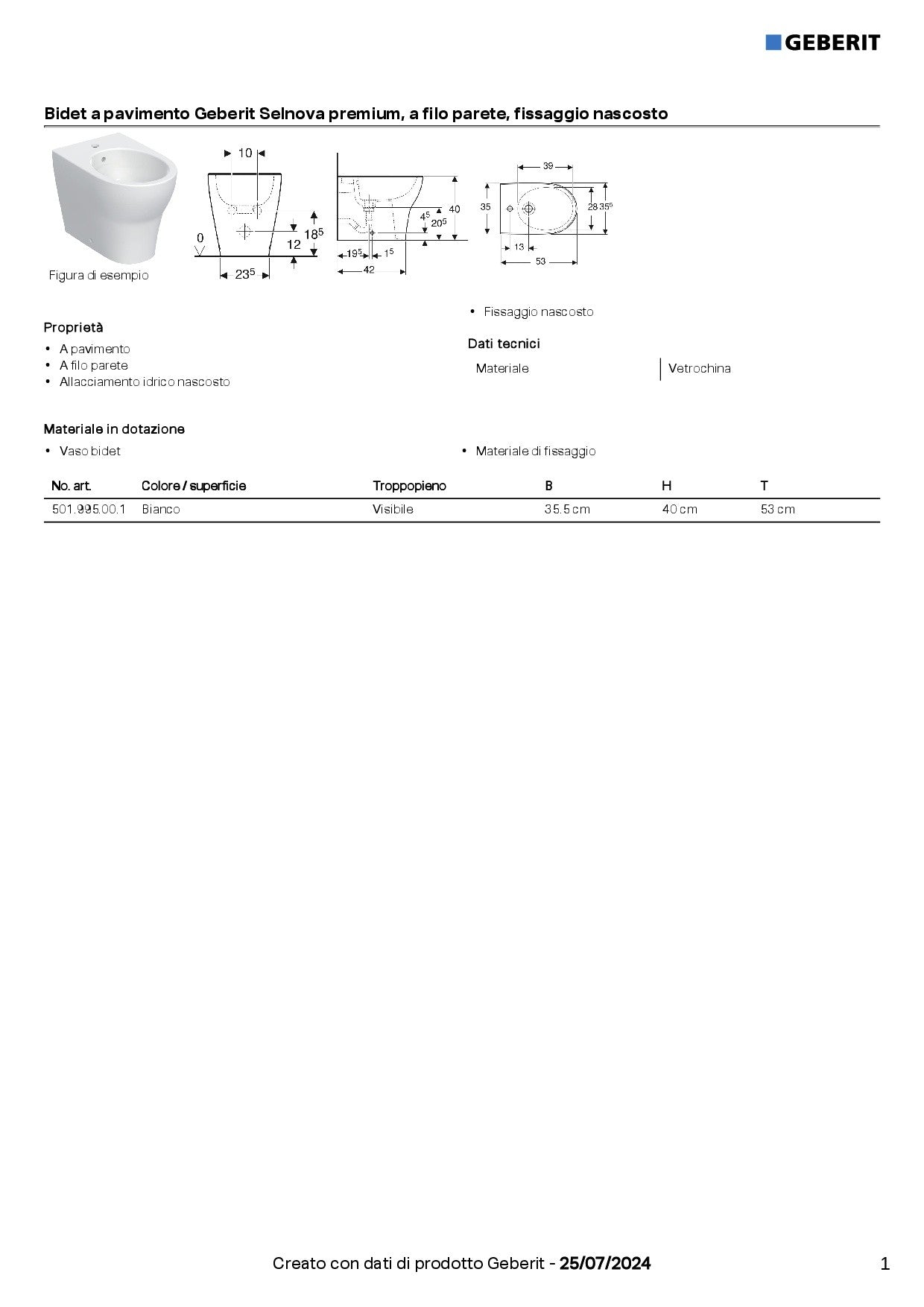 GEBERIT SELNOVA SET VASO C/COPRIWC SOFT-CLOSE + BIDET