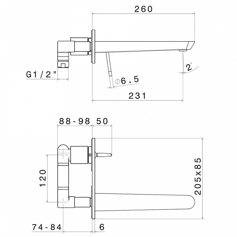 NEWFORM O'RAMA MIX WALL-MOUNTED BASIN MIXER WITHOUT WASTE