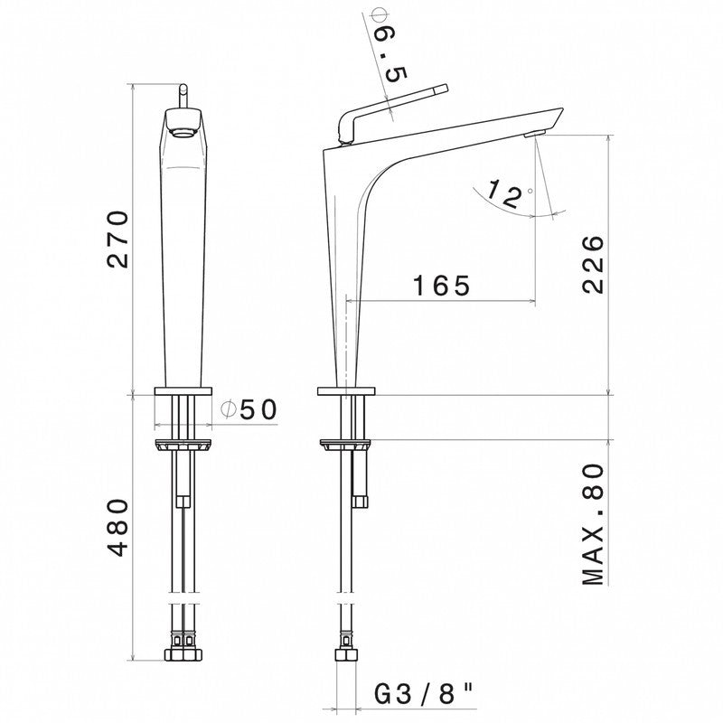 NEWFORM O'RAMA MIX TALL BASIN MIXER WITHOUT WASTE