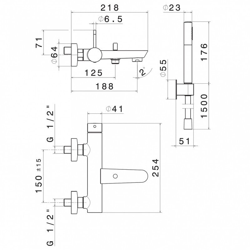 NEWFORM O'RAMA EXPOSED BATH MIXER COMPLETE