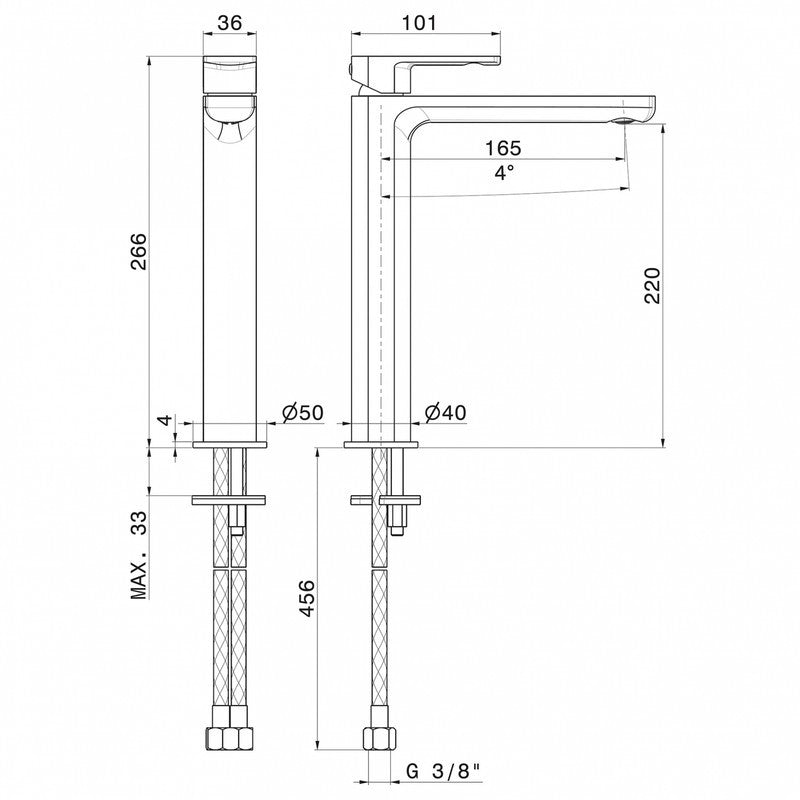 NEWFORM HAKA MIX MONOCOMANDO PER LAVABO ALTO D'APPOGGIO SENZA SCARICO